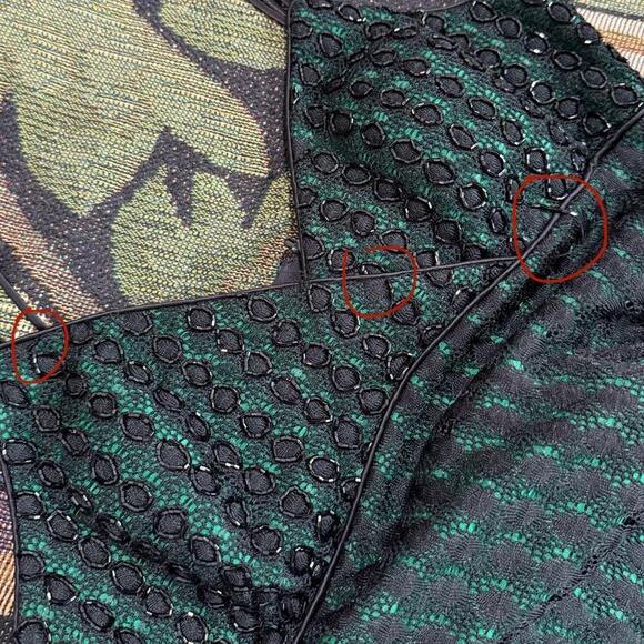 VTG Y2K Cache Dark Green & Black Mesh Crochet Beaded Formal Maxi Dress 2/XS - Picture 6 of 7